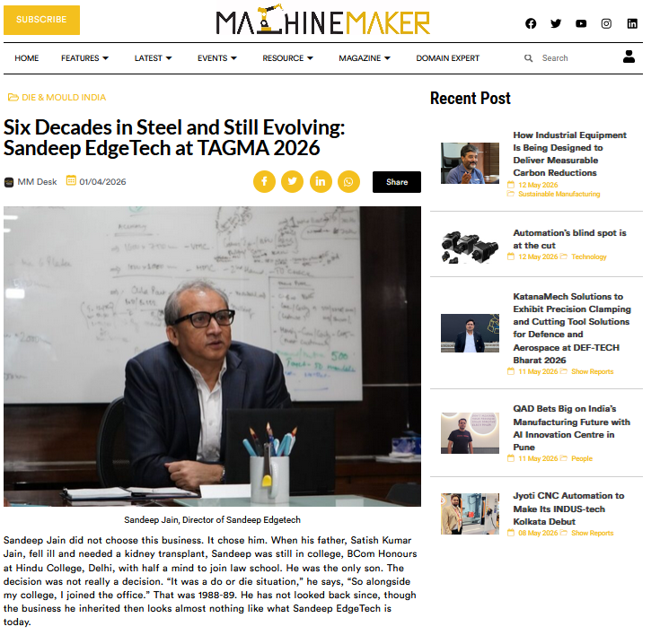 Six Decades in Steel and Still Evolving: Sandeep EdgeTech at TAGMA 2026